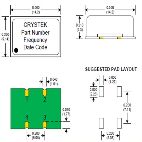 Crystek晶振,CCHD-950-50-80.000,HCMOS输出晶振,6G模块晶振