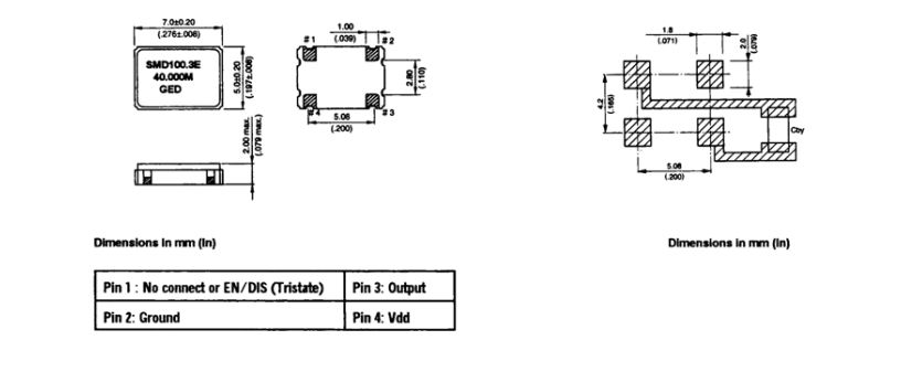美国GED晶振,四脚贴片晶体,石英振荡器,SMD100.3C(E/D)–40.000MHz晶振